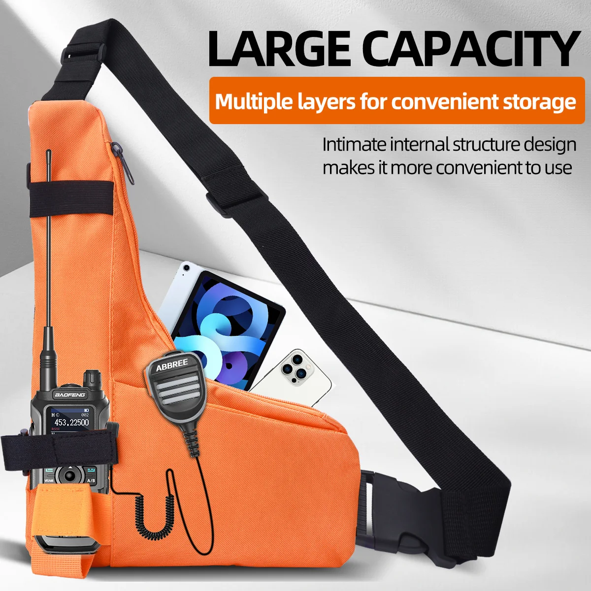 Bolsa ABBREE en L para walkie UV-5R – Táctica impermeable manos libres
