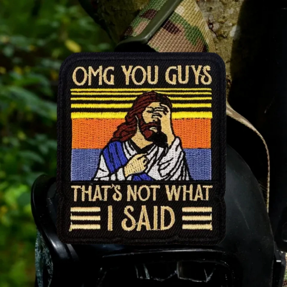 Parche moral bordado Jesús Omg You Guys – Velcro táctico - imagen 4