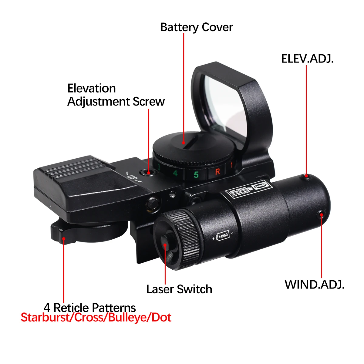 Mira táctica HD101 punto rojo y láser para airsoft