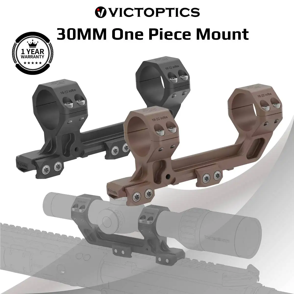 Victoptics Montura Picatinny 30mm extensible rifle táctico FDE Coyote