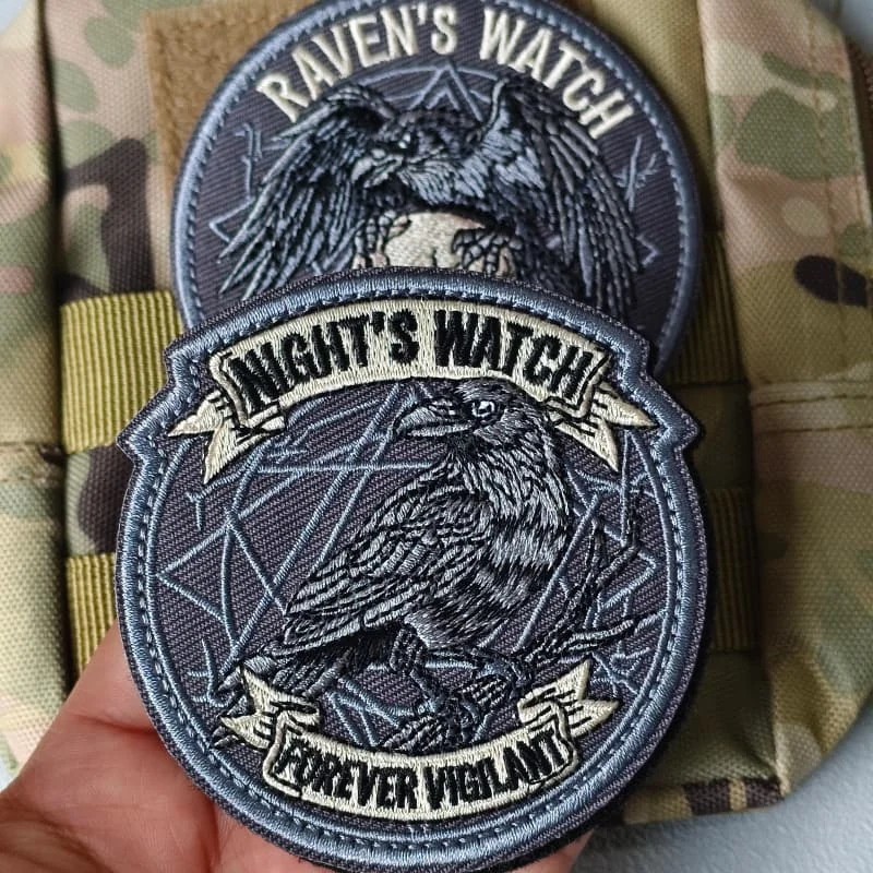Parche táctico bordado RAVEN'S WATCH NEVERMORE gancho y bucle chaleco