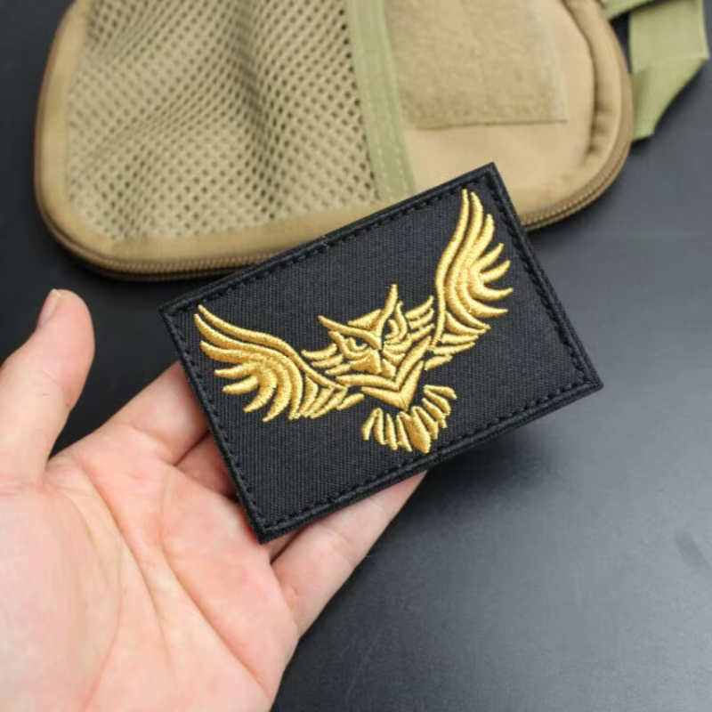 Parche táctico bordado búho rectangular de morale con velcro - imagen 5