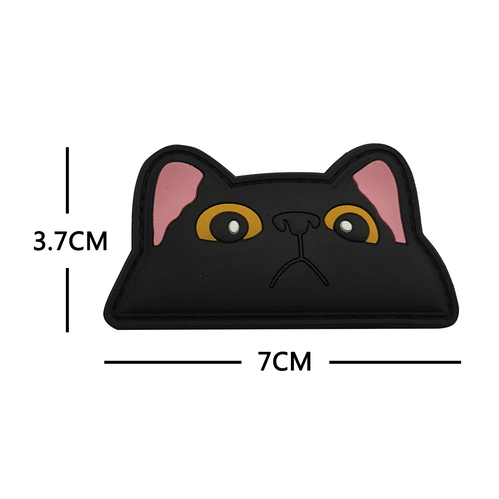Parche PVC gatito negro con velcro – Brazalete táctico para mochila - imagen 2