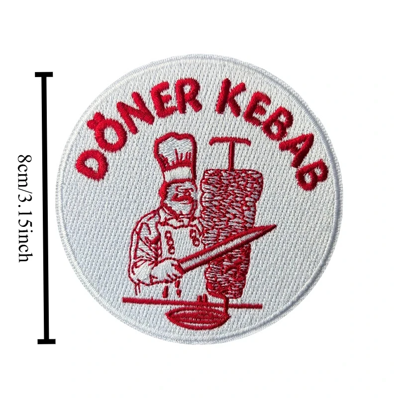 Parche bordado Doner Kebab Chef morale redondo para mochila