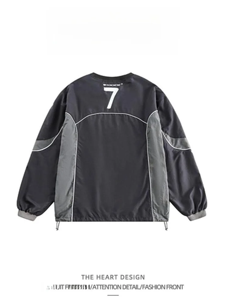 Sudadera outdoor hombre retro – Bloques de color y corte holgado - imagen 3
