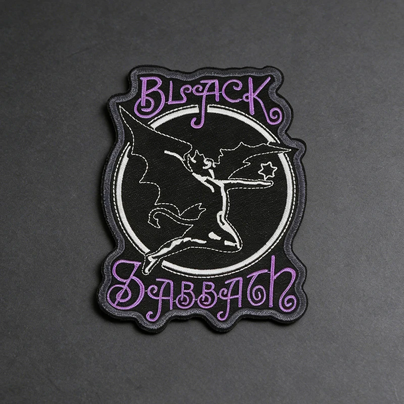 Parche bordado termoadhesivo murciélago gótico punk rock negro