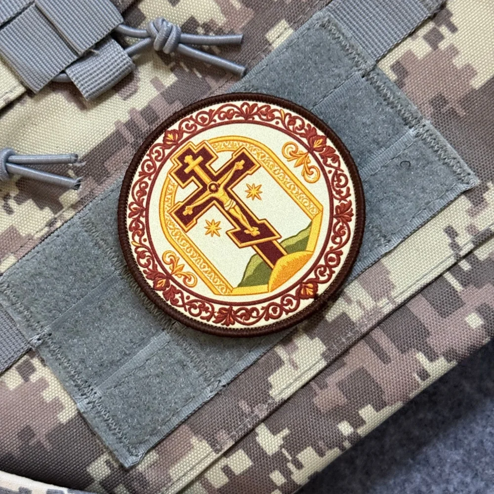 Parche táctico bordado cruz ortodoxa con velcro para chaqueta