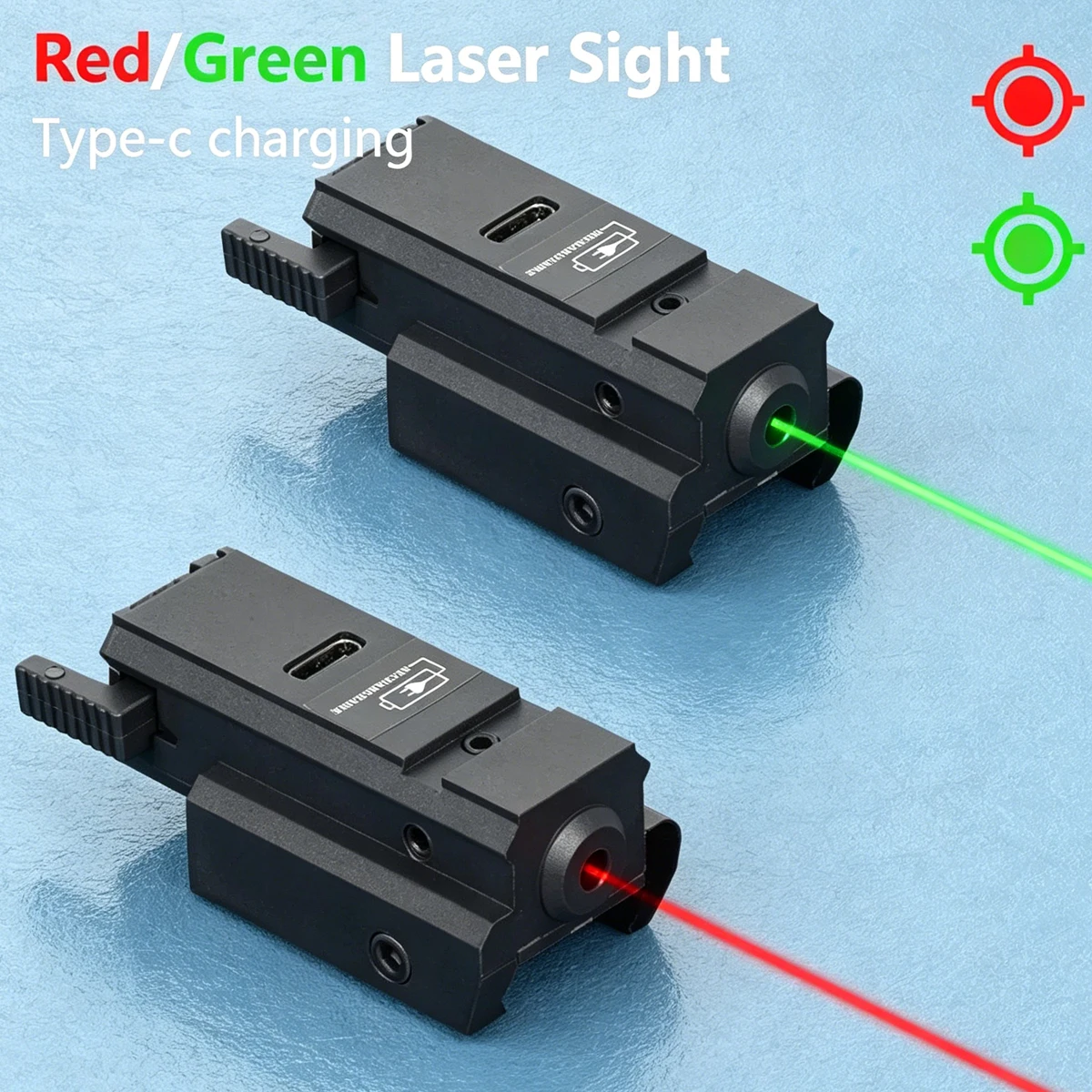 Láser táctico recargable USB bicolor verde/rojo para riel Glock - imagen 3
