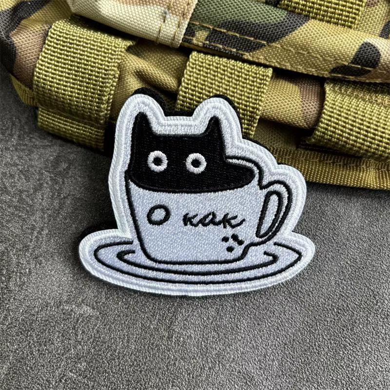 Teacup Cat parche táctico bordado con velcro para ropa y mochilas - imagen 5