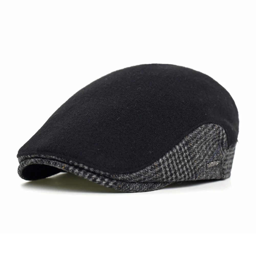 Gorra plana vintage lana cálida con visera ajustable