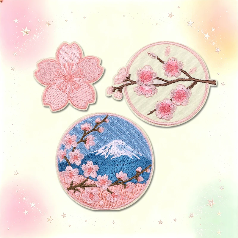 Parche bordado Monte Fuji cerezo Japón – Termoadhesivo para ropa y equipamiento táctico - imagen 5