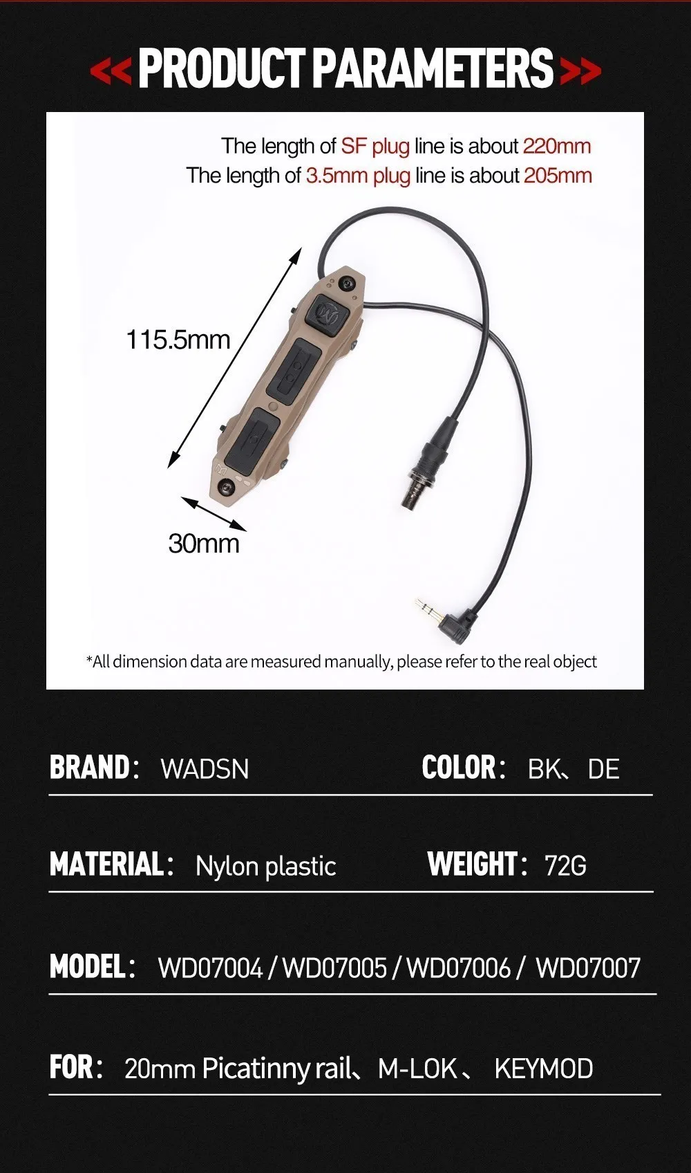 Interruptor instalado en riel