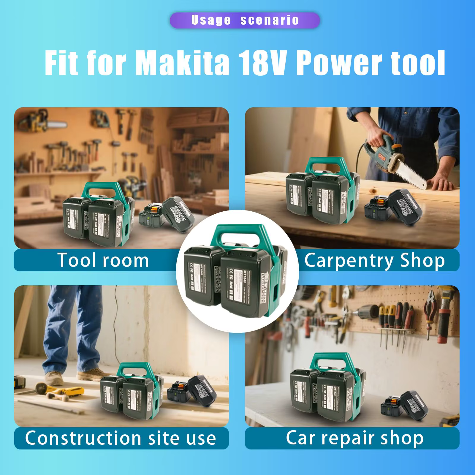 Estuche portabaterías Makita 18V y 14,4V – Soporte para 4-6 baterías - imagen 3