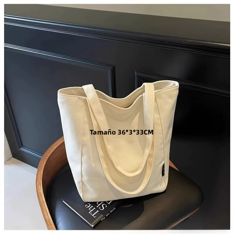 Bolso bandolera de lona bordado con letras, versátil para diario - imagen 3