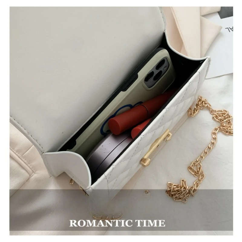 Bolso mensajero bandolera cuadrado con cadena para mujer - imagen 5