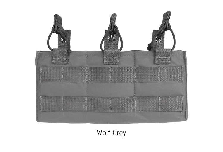 Vista frontal de la pouch triple