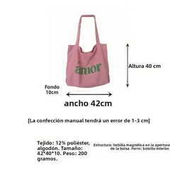 Bolso de lona bandolera gran capacidad para trabajo y compras