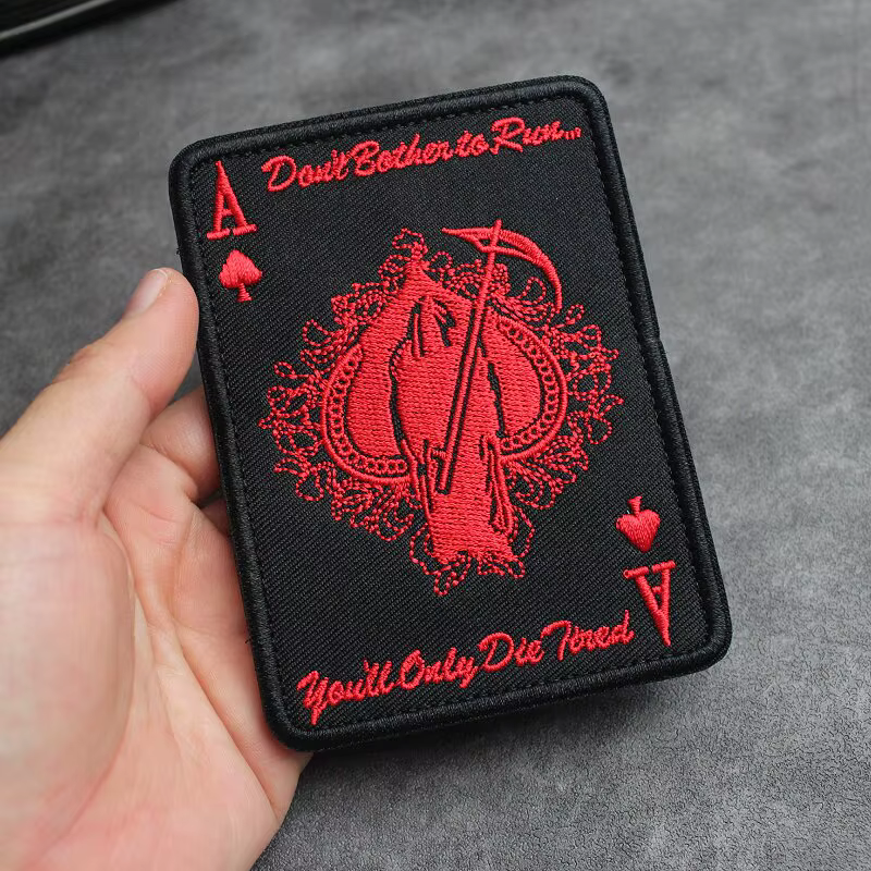 Parche bordado estilo poker Dios de la Muerte para MOLLE con gancho