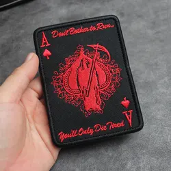 Parche bordado estilo poker Dios de la Muerte para MOLLE con gancho