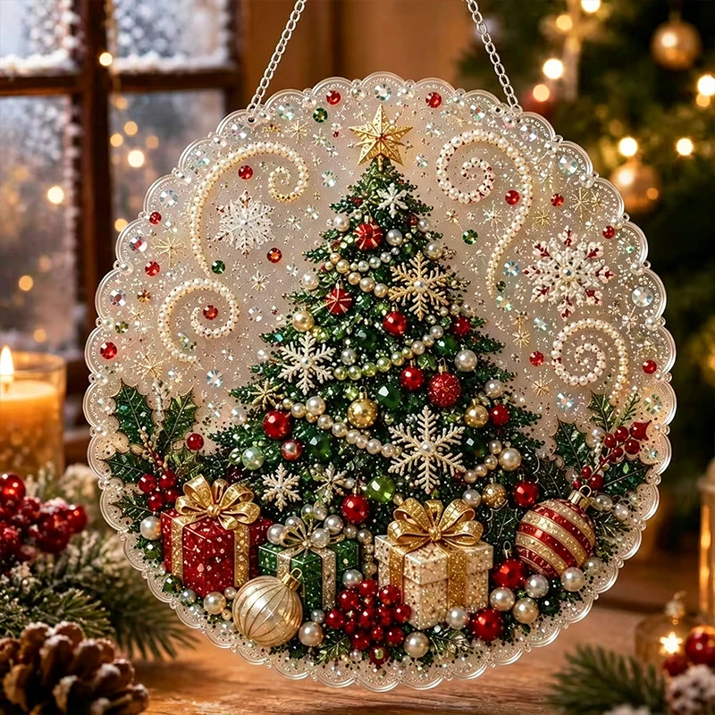 Atrapasol navideño 3D con cuentas y cadena metálica para ventana - imagen 3