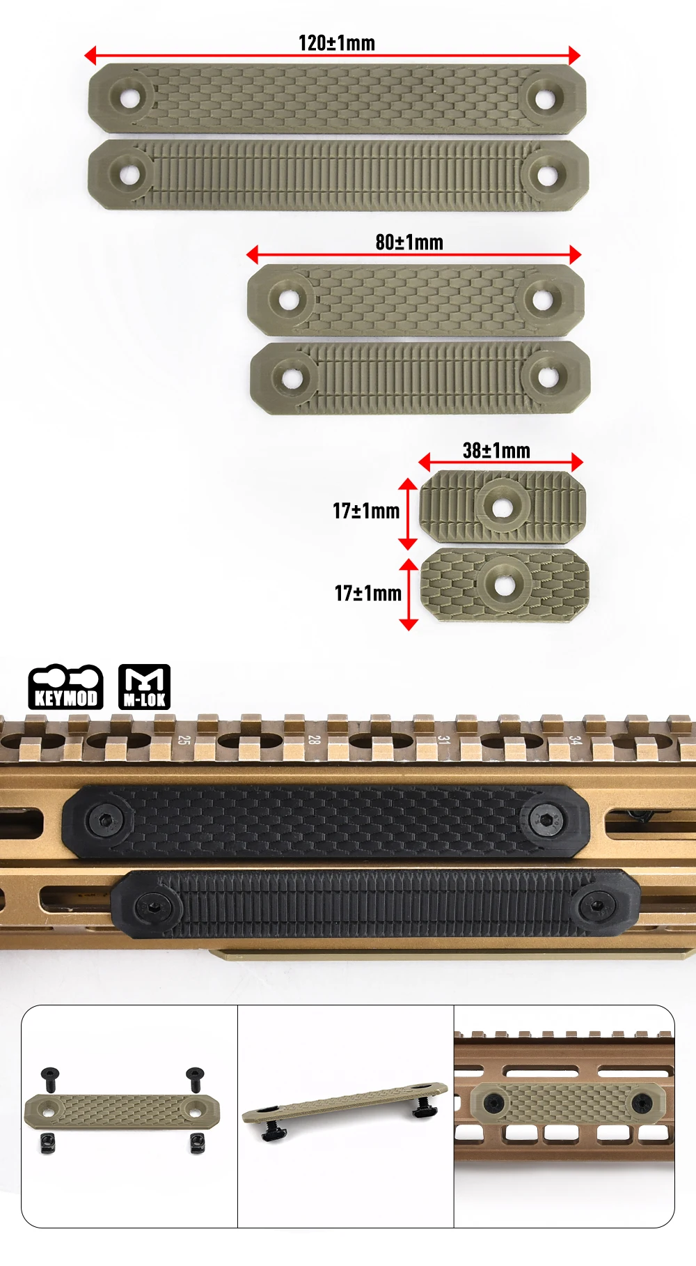 Panel protector impreso en 3D con acabado para riel MLOK