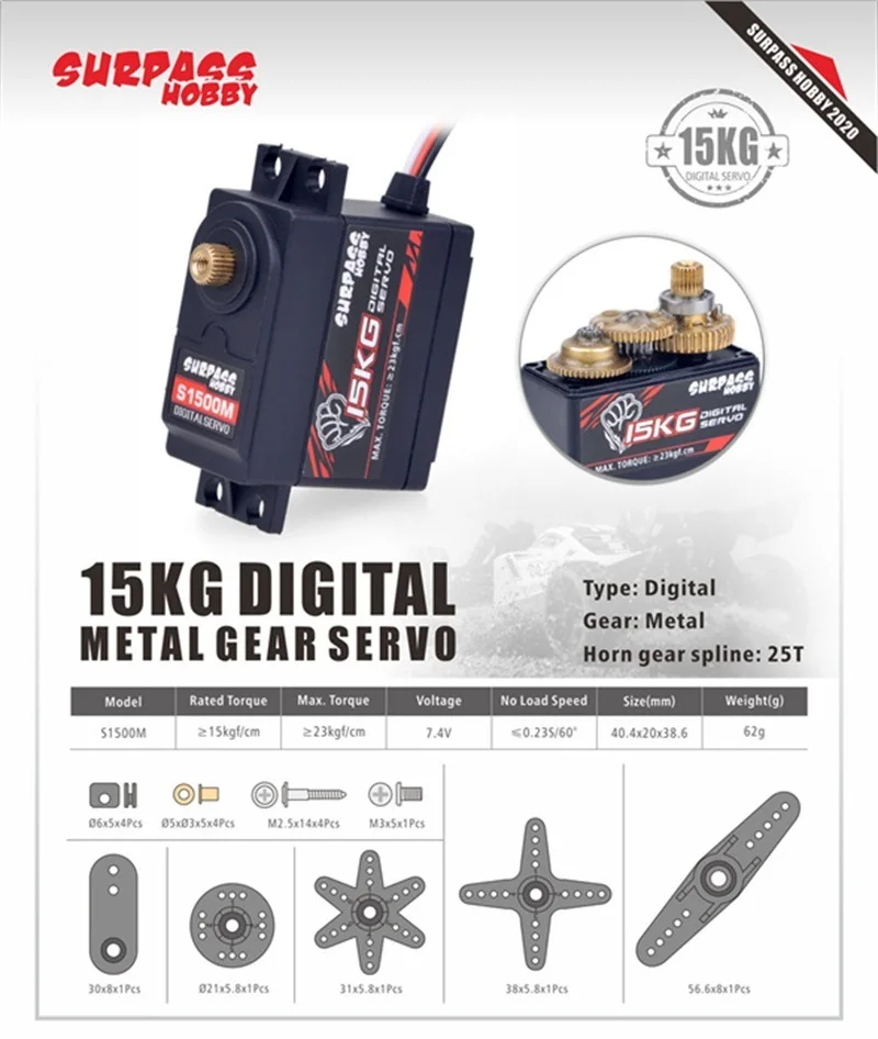 Servo de mayor par 15 kg