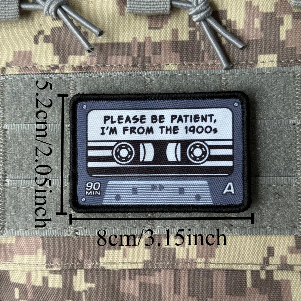Parche táctico militar retro cinta cassette – Ejército con velcro - imagen 2