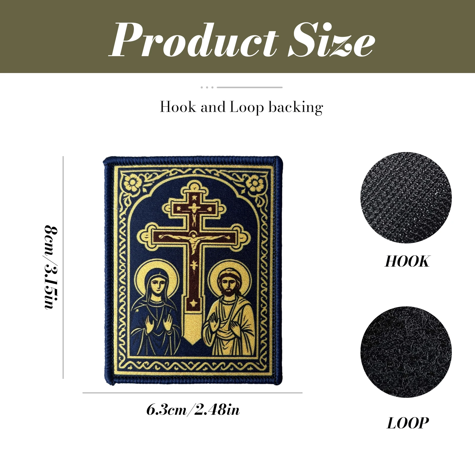 Parche táctico velcro cruz ortodoxa Virgen María Jesús para mochila - imagen 4