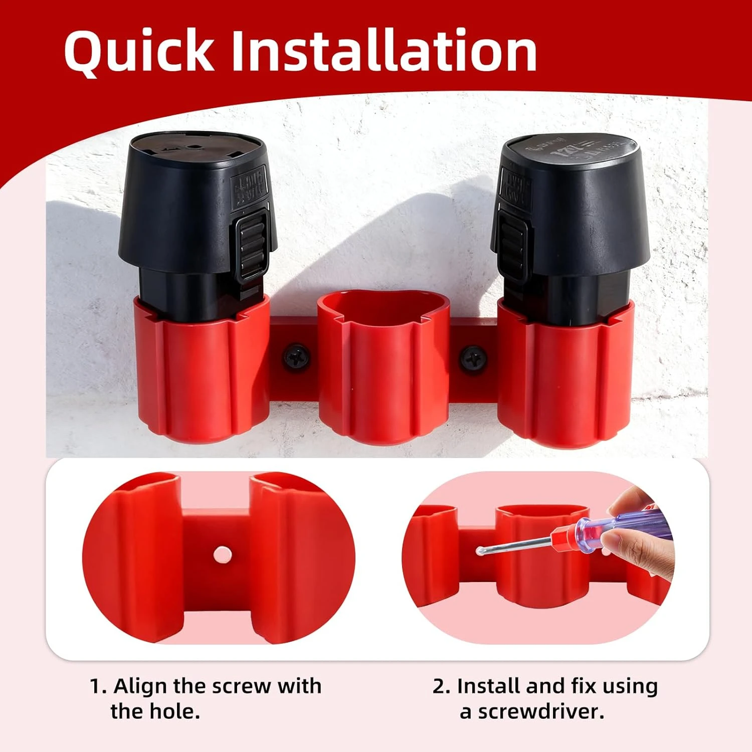 Milwaukee M12 – Soporte de pared para baterías, estante ABS - imagen 2