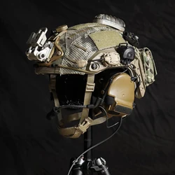 Casco Airsoft con auriculares tácticos LED y NVG camuflaje ligero