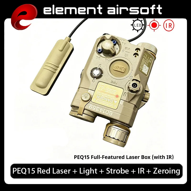 Airsoft PEQ-15 linterna táctica IR verde con láser rojo y estrobo - imagen 3