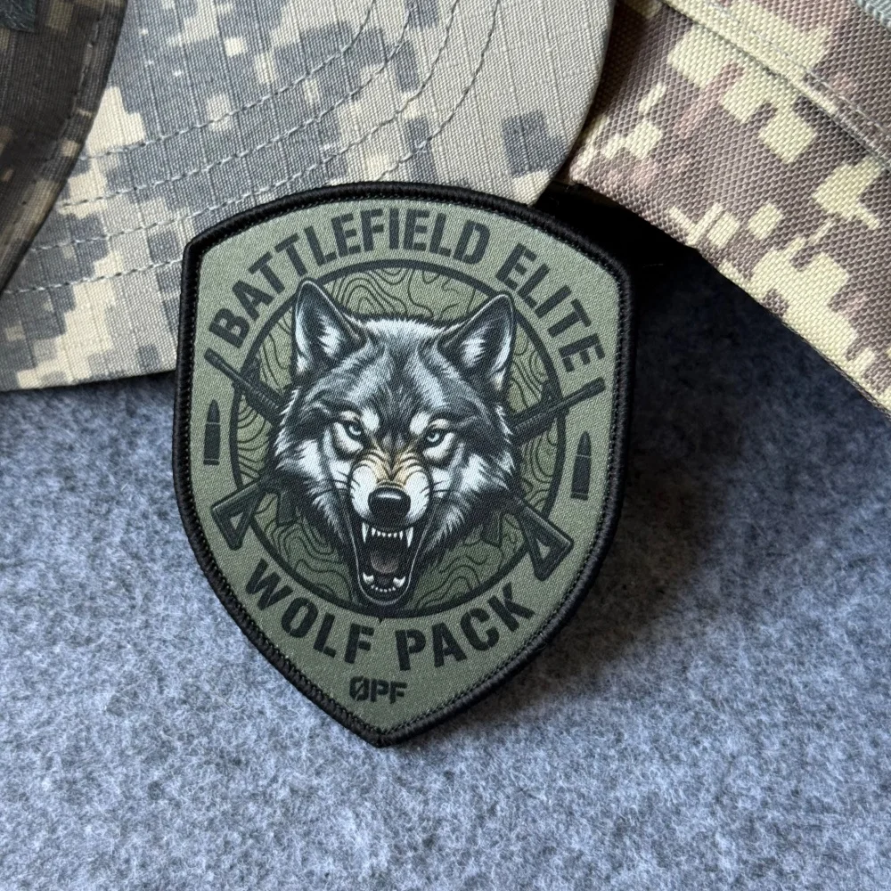 Parche táctico lobo escudo insignia moral impresa para ropa y mochila - imagen 2