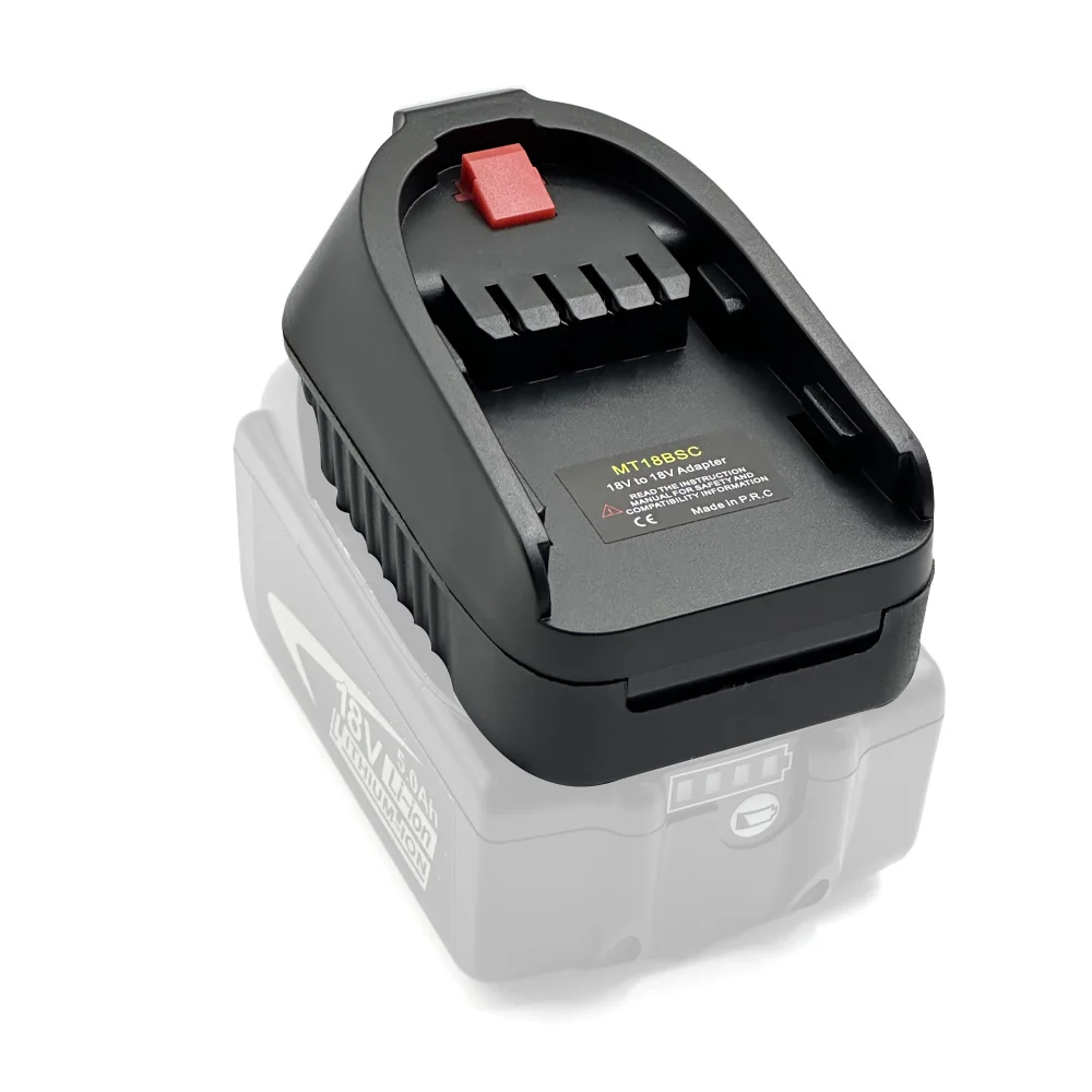 Adaptador MT18BSC instalado sobre batería Makita lista para uso