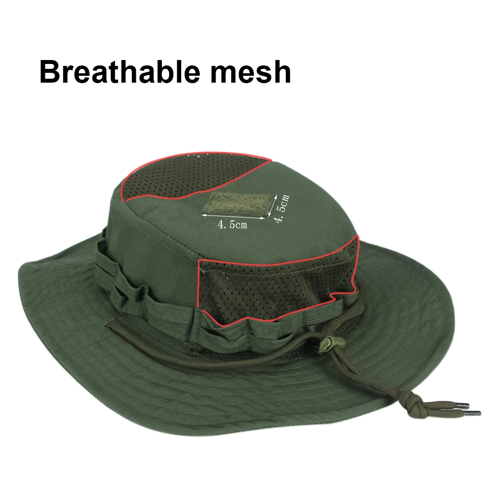 Gorra boonie táctica de camuflaje, ala ancha plegable