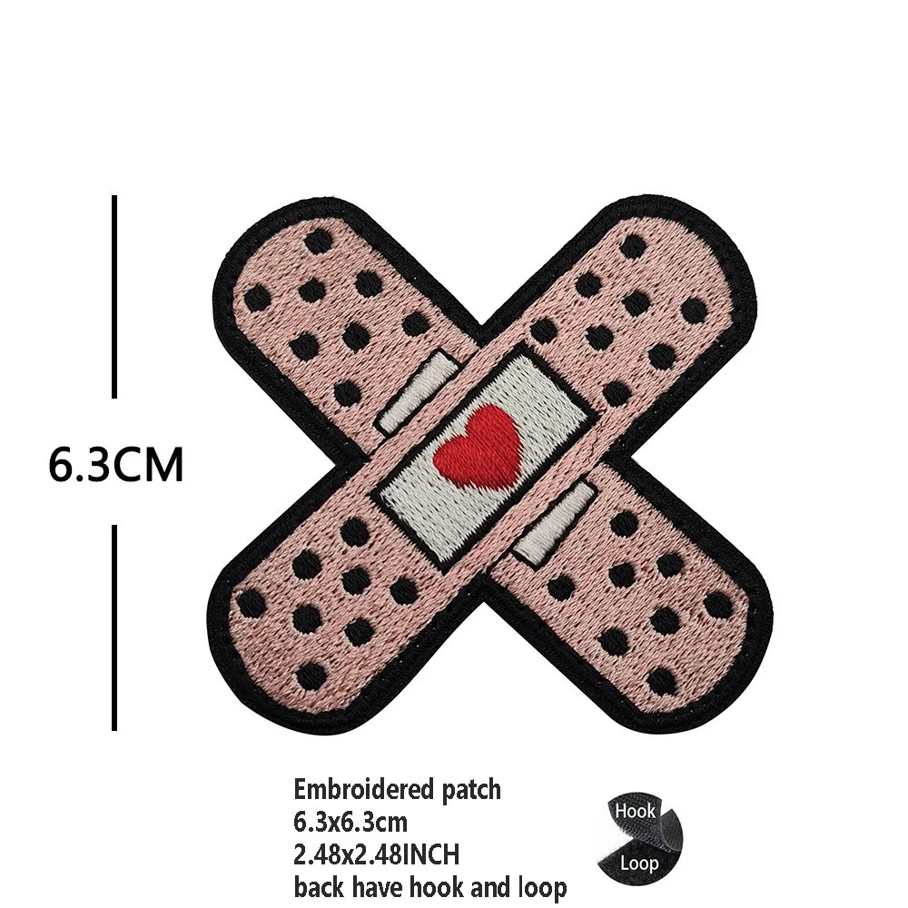 Parche bordado tela con tira adhesiva y gancho para mochila - imagen 3