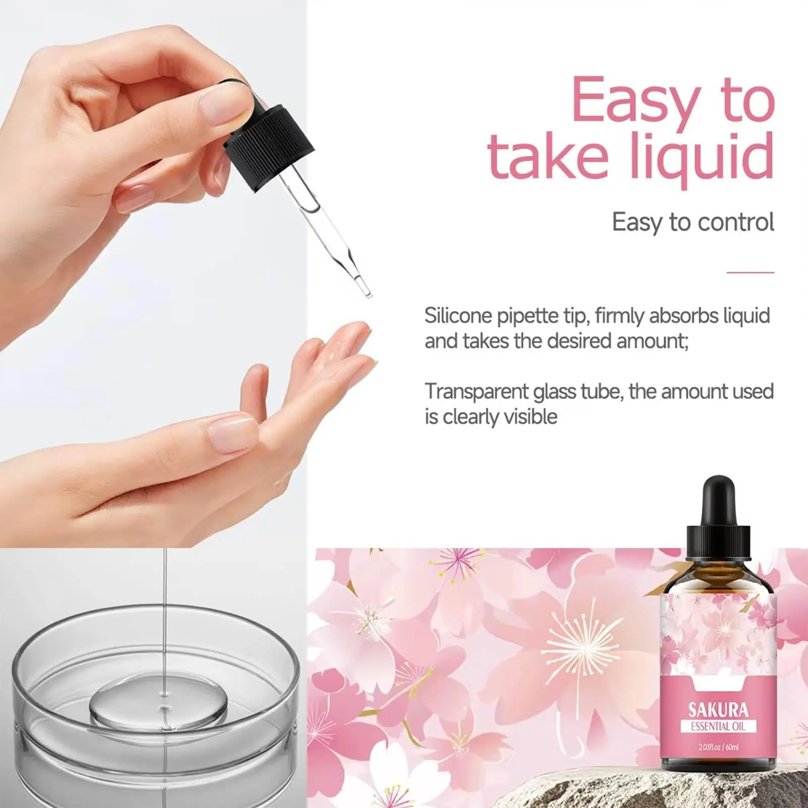 Aceite esencial facial Sakura AQzxdc, extracto botánico para piel - imagen 4