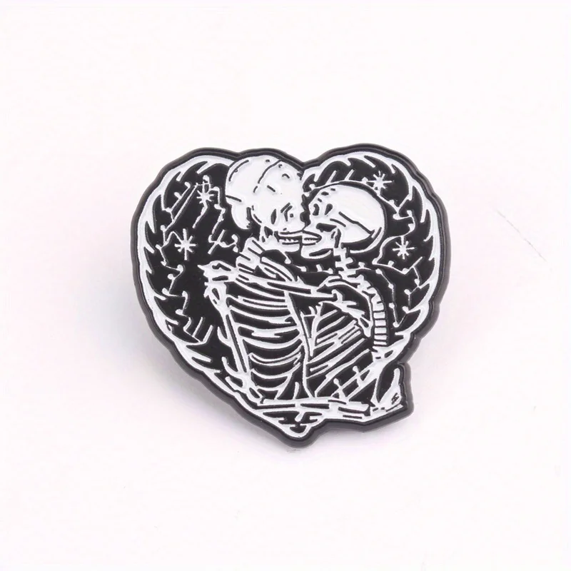 Dark Romance Bone Embrace pin esmaltado esqueleto corazón iluminado - imagen 3