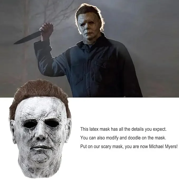 Máscara de Michael Myers en entorno de fiesta temática