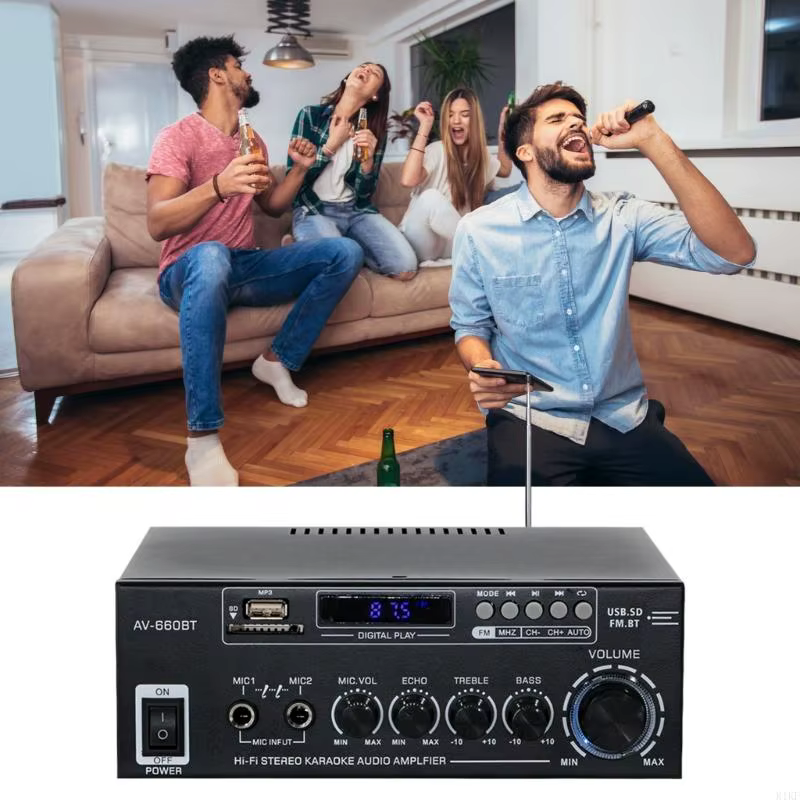 Amplificador de sonido estéreo con radio FM y entrada USB - imagen 4