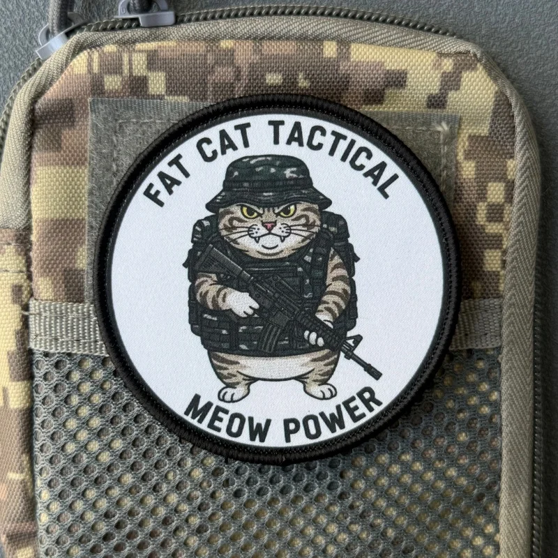 Parche táctico Fat Cat Meow Power moral estampado con gancho-bucle - imagen 3