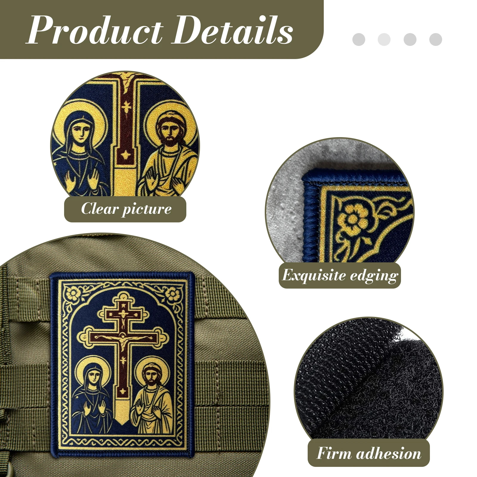 Parche táctico velcro cruz ortodoxa Virgen María Jesús para mochila - imagen 3