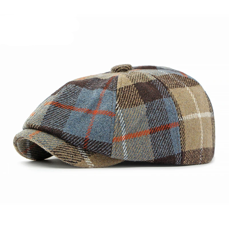 Gorra flat cap de cuadros octogonal estilo detective