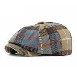 Gorra flat cap de cuadros octogonal estilo detective