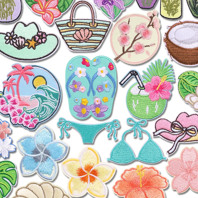 Parche tropical bordado con temática de verano