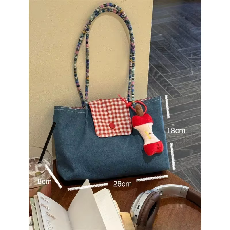 Bandolera táctica de lona cuadros retro gran capacidad para mujer - imagen 5