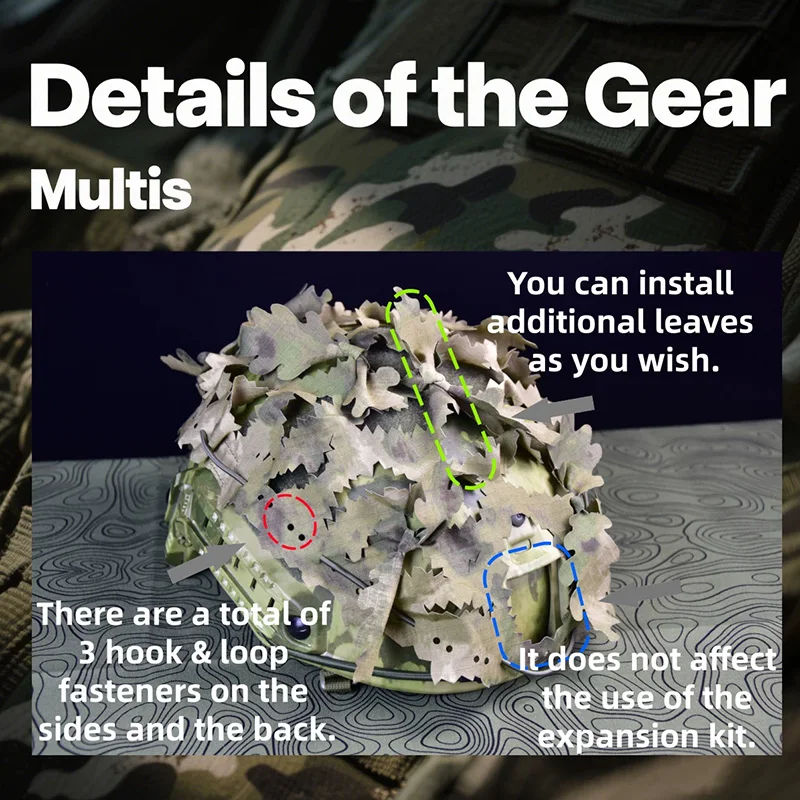 Funda de casco táctica ghillie camuflaje corte láser irregular - imagen 2
