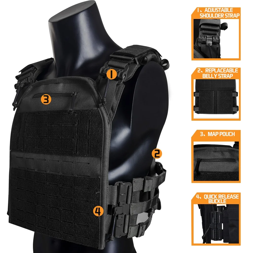 Chaleco táctico Emersongear VT06 modular – 1000D Nylon ligero perfil bajo - imagen 4