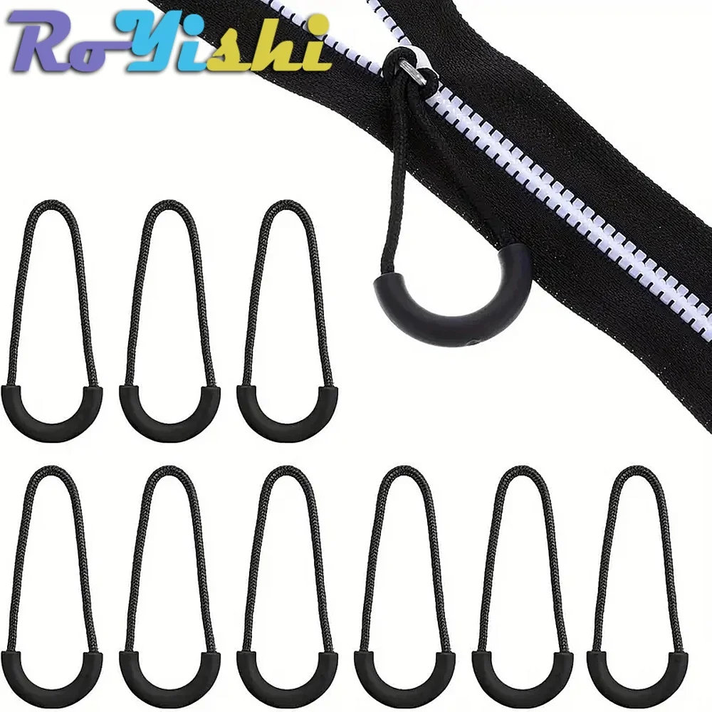Tirador cremallera hebilla paracord negro para mochila o ropa - imagen 2