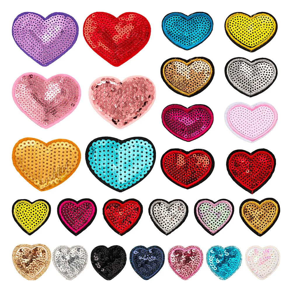 Parche bordado corazón lentejuelas termoadhesivo para planchar - imagen 5