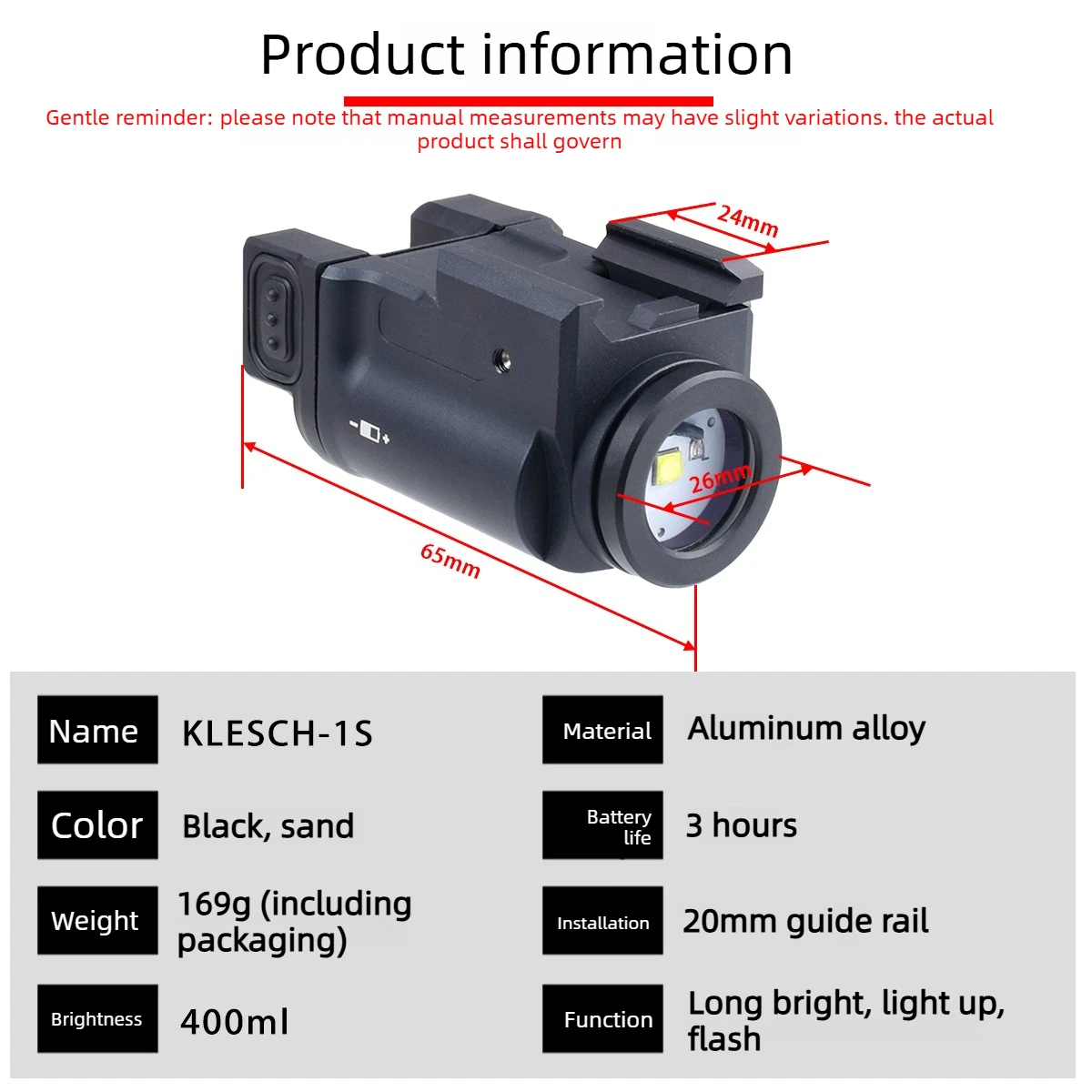 Zenitco Klesch-1S linterna táctica para pistola fija y estroboscópica - imagen 2